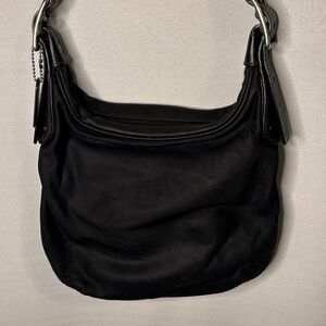 Coach Wax Canvas Bag Hobo Black Crossbody Shoulder Purse